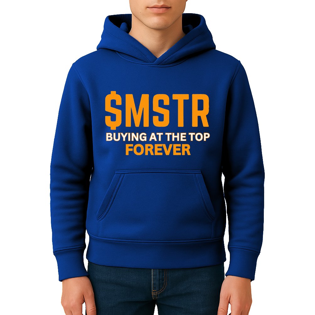 $Mstr Buying At The Top Forever Microstrategy Bitcoin Kids Hoodie