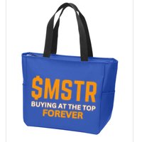 $Mstr Buying At The Top Forever Microstrategy Bitcoin Zip Tote Bag