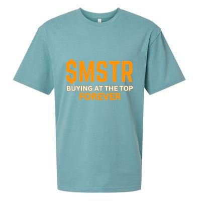 $Mstr Buying At The Top Forever Microstrategy Bitcoin Sueded Cloud Jersey T-Shirt