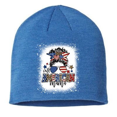 Messy Bun All American Mama 4th Of July Usa Flag Cool Gift Sustainable Beanie