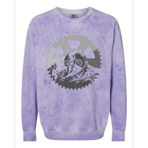 Mountain Biking Art Mtb Mountain Biker Colorblast Crewneck Sweatshirt