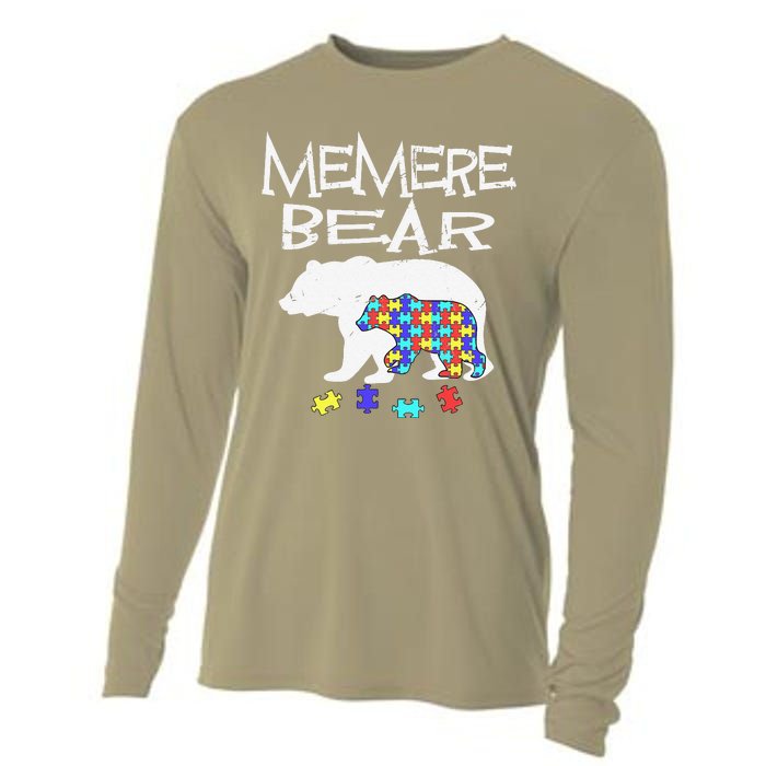 Memere Bear Autism Awareness Autism Mama Mom Mommy T Cooling Performance Long Sleeve Crew