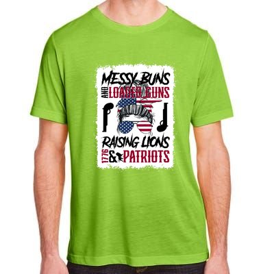 Messy Buns And Loaded Guns Raising Lions And Patriots Mom Great Gift Adult ChromaSoft Performance T-Shirt