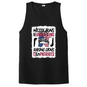 Messy Buns And Loaded Guns Raising Lions And Patriots Mom Great Gift PosiCharge Competitor Tank