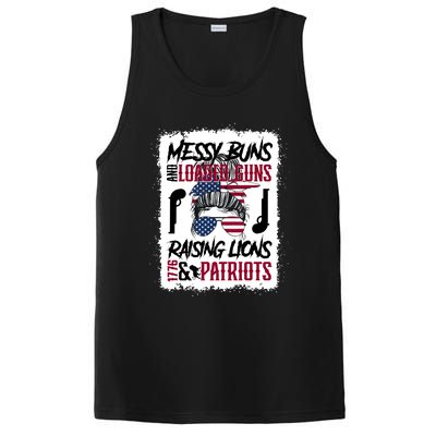 Messy Buns And Loaded Guns Raising Lions And Patriots Mom Great Gift PosiCharge Competitor Tank