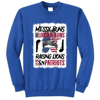 Messy Buns And Loaded Guns Raising Lions And Patriots Mom Great Gift Sweatshirt