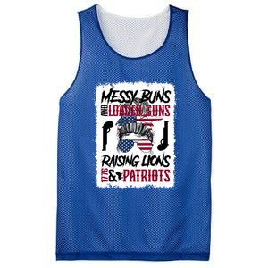 Messy Buns And Loaded Guns Raising Lions And Patriots Mom Great Gift Mesh Reversible Basketball Jersey Tank