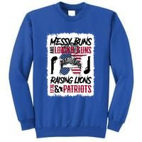 Messy Buns And Loaded Guns Raising Lions And Patriots Mom Great Gift Tall Sweatshirt