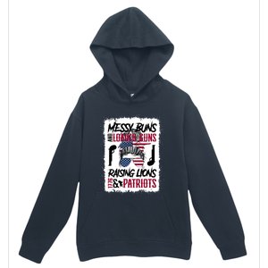 Messy Buns And Loaded Guns Raising Lions And Patriots Mom Great Gift Urban Pullover Hoodie