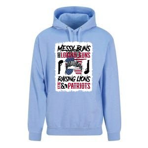 Messy Buns And Loaded Guns Raising Lions And Patriots Mom Great Gift Unisex Surf Hoodie