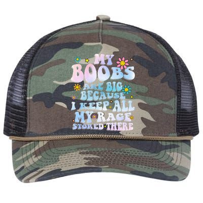 My Boobs Are Big Because I Keep All My Rage Stored There Retro Rope Trucker Hat Cap