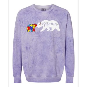 Mama Bear Autism Awareness Mom Grandma Women Gift Colorblast Crewneck Sweatshirt