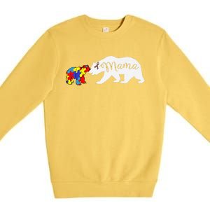 Mama Bear Autism Awareness Mom Grandma Women Gift Premium Crewneck Sweatshirt