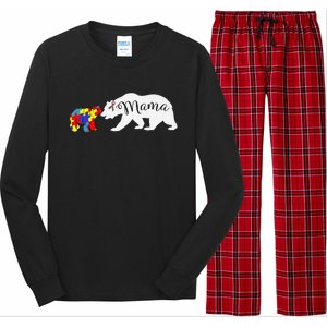 Mama Bear Autism Awareness Mom Grandma Women Gift Long Sleeve Pajama Set