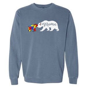 Mama Bear Autism Awareness Mom Grandma Women Gift Garment-Dyed Sweatshirt