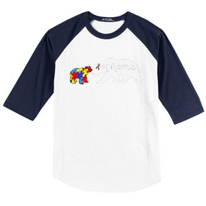 Mama Bear Autism Awareness Mom Grandma Women Gift Baseball Sleeve Shirt