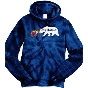 Mama Bear Autism Awareness Mom Grandma Women Gift Tie Dye Hoodie