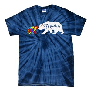 Mama Bear Autism Awareness Mom Grandma Women Gift Tie-Dye T-Shirt