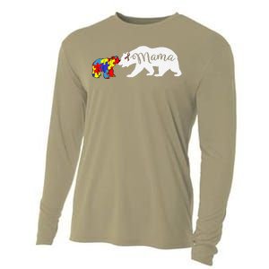 Mama Bear Autism Awareness Mom Grandma Women Gift Cooling Performance Long Sleeve Crew