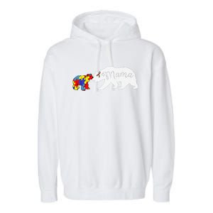 Mama Bear Autism Awareness Mom Grandma Women Gift Garment-Dyed Fleece Hoodie