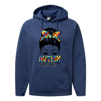 Messy Bun Autism Mom Performance Fleece Hoodie