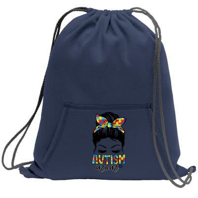 Messy Bun Autism Mom Sweatshirt Cinch Pack Bag