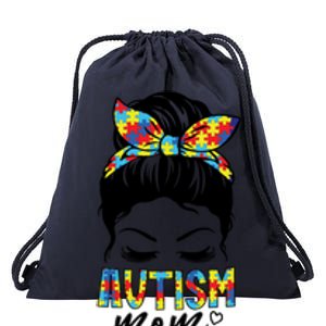 Messy Bun Autism Mom Drawstring Bag