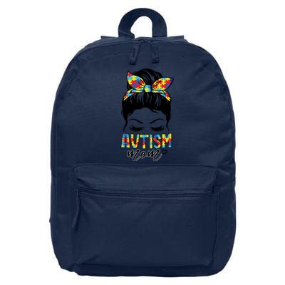 Messy Bun Autism Mom 16 in Basic Backpack