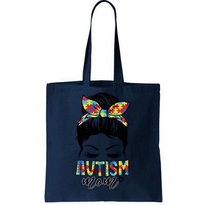 Messy Bun Autism Mom Tote Bag