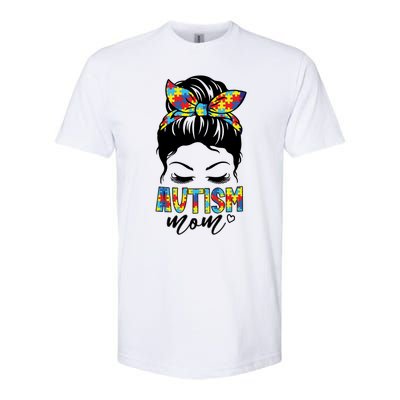 Messy Bun Autism Mom Softstyle® CVC T-Shirt