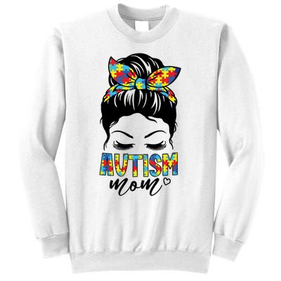 Messy Bun Autism Mom Sweatshirt