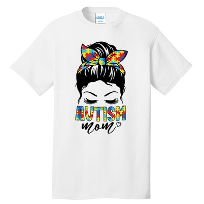 Messy Bun Autism Mom Tall T-Shirt