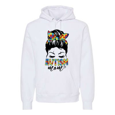 Messy Bun Autism Mom Premium Hoodie