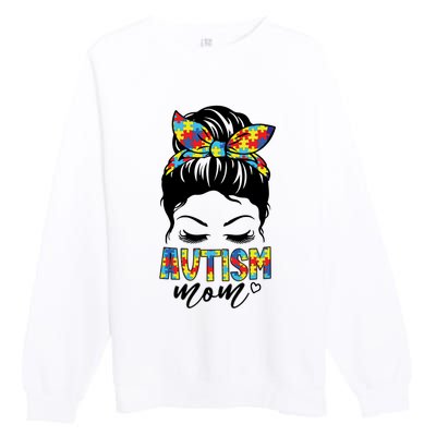 Messy Bun Autism Mom Premium Crewneck Sweatshirt