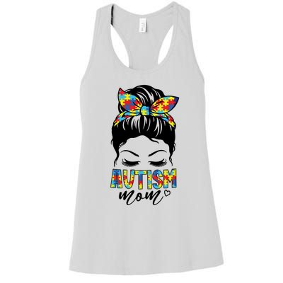 Messy Bun Autism Mom Women's Racerback Tank