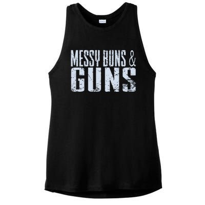 Messy Buns And Guns Ladies PosiCharge Tri-Blend Wicking Tank