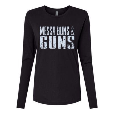 Messy Buns And Guns Womens Cotton Relaxed Long Sleeve T-Shirt