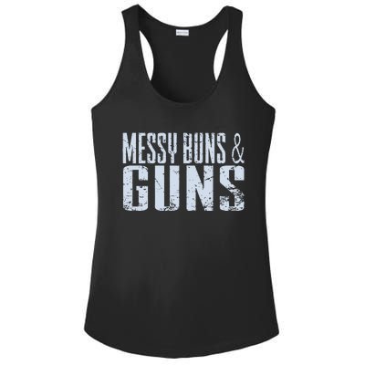 Messy Buns And Guns Ladies PosiCharge Competitor Racerback Tank