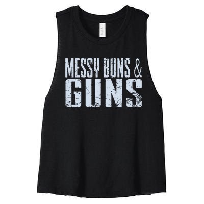 Messy Buns And Guns Women's Racerback Cropped Tank