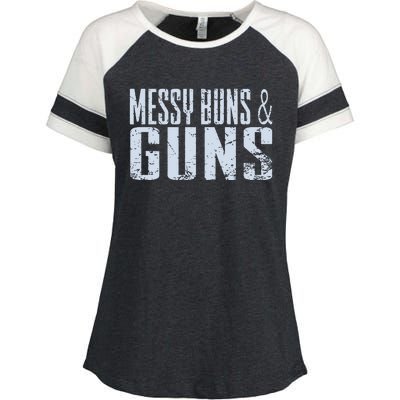 Messy Buns And Guns Enza Ladies Jersey Colorblock Tee