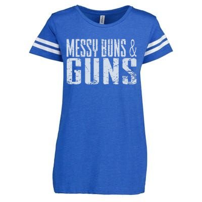 Messy Buns And Guns Enza Ladies Jersey Football T-Shirt