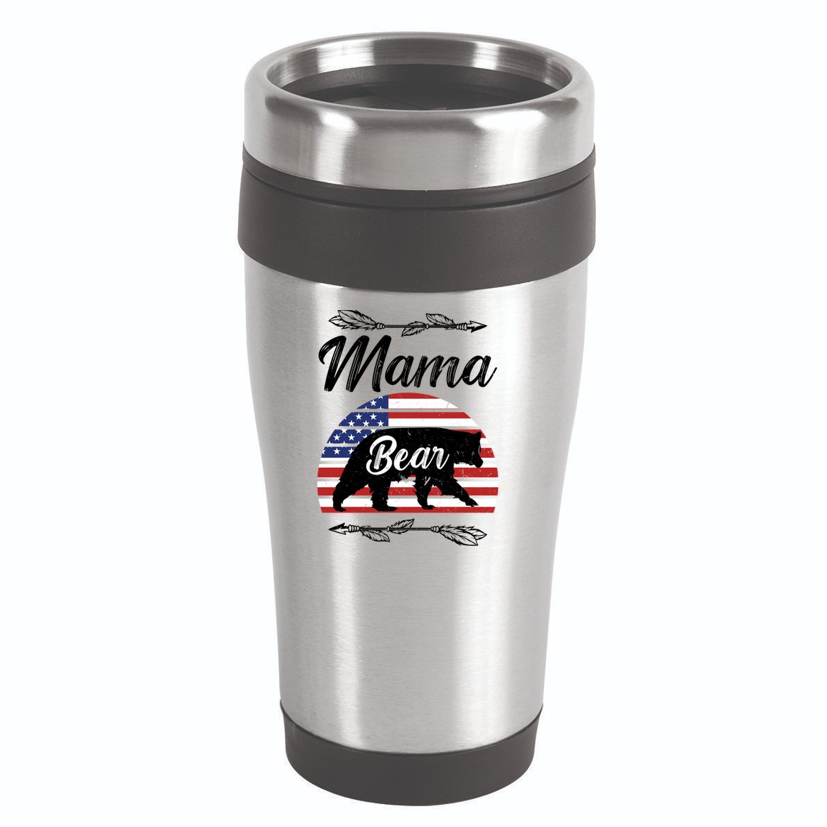 Mama Bear American Flag Funny Gift 16oz Travel Tumbler