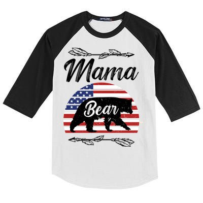 Mama Bear American Flag Funny Gift Kids Colorblock Raglan Jersey