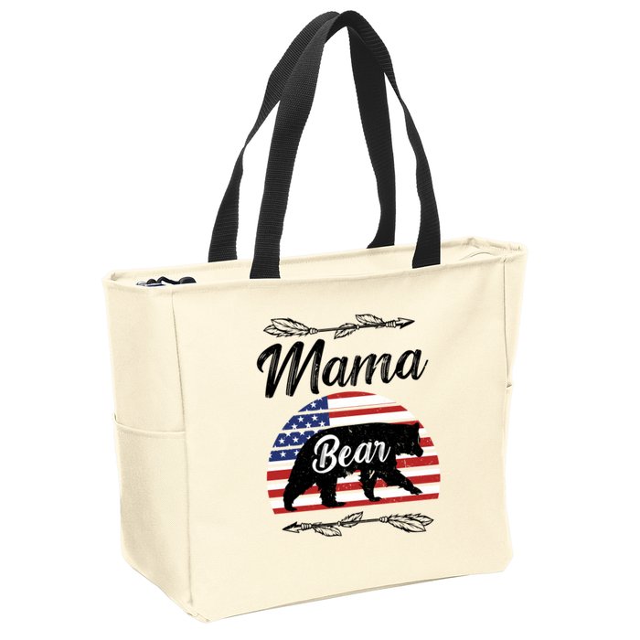 Mama Bear American Flag Funny Gift Zip Tote Bag
