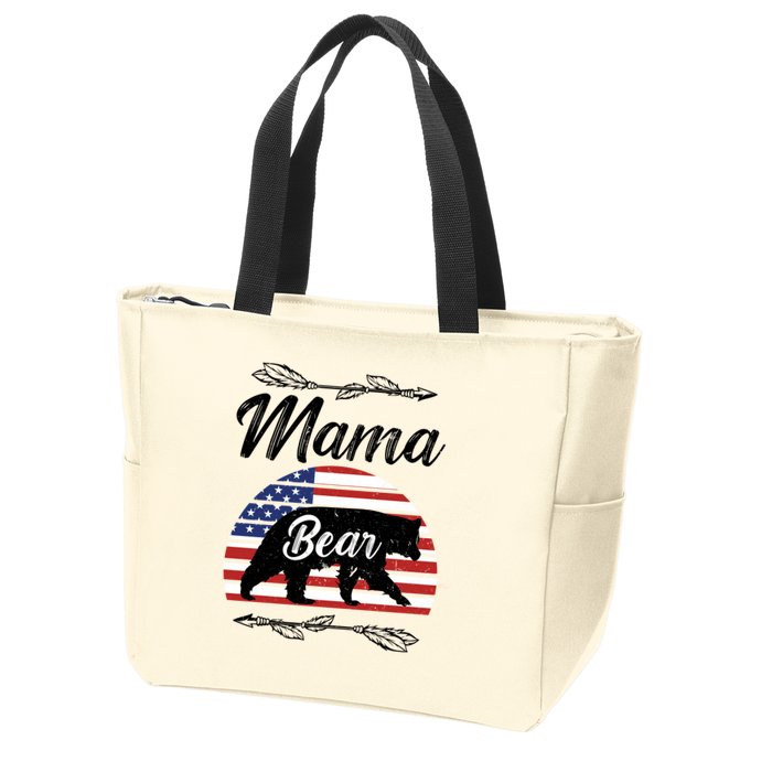 Mama Bear American Flag Funny Gift Zip Tote Bag