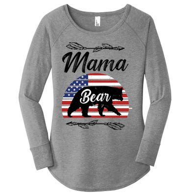 Mama Bear American Flag Funny Gift Women's Perfect Tri Tunic Long Sleeve Shirt