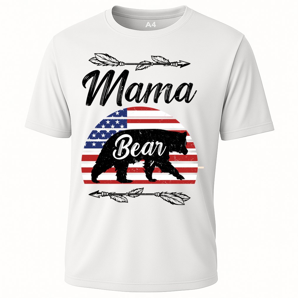 Mama Bear American Flag Funny Gift Cooling Performance Crew T-Shirt