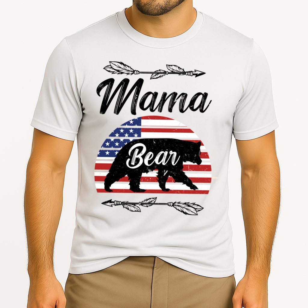 Mama Bear American Flag Funny Gift Cooling Performance Crew T-Shirt