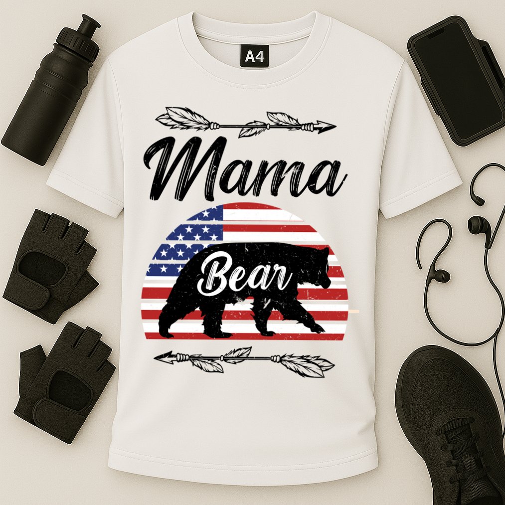 Mama Bear American Flag Funny Gift Cooling Performance Crew T-Shirt