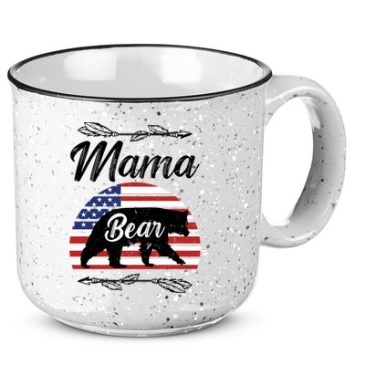 Mama Bear American Flag Funny Gift 15oz Campfire Ceramic Mug